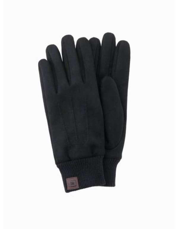 Férfi öko szarvasbőr kesztyű szegéllyel - fekete