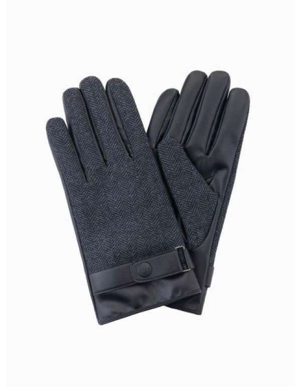 Elegáns férfi vegyes anyagú kesztyű - grafit melange