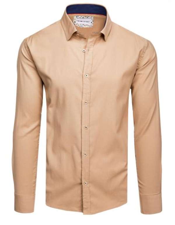 Férfi hosszú ujjú ing bézs színben