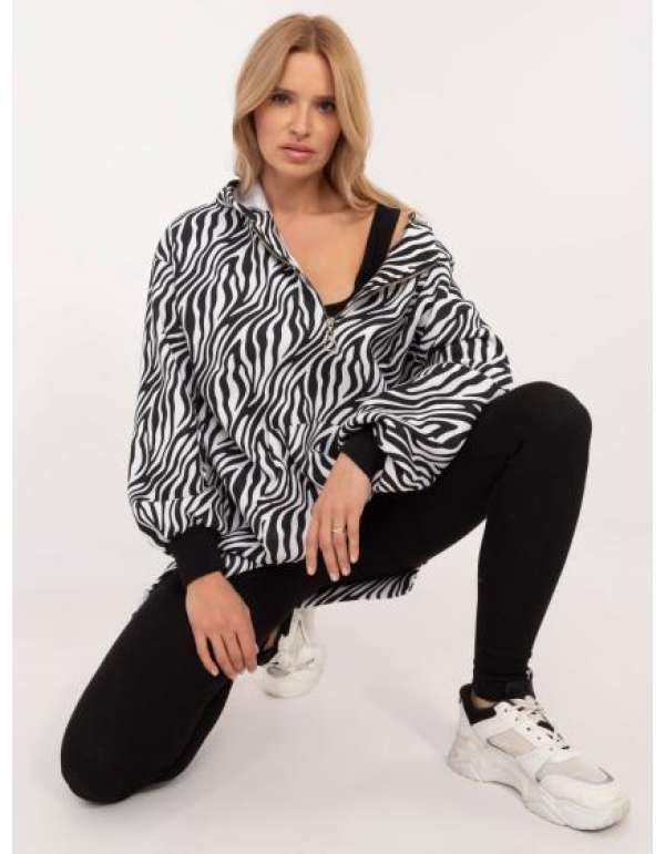 Fekete-fehér háromrészes szett zebra blúzzal