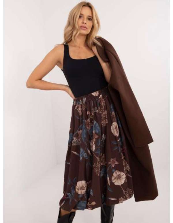Barna midi virágos bomber szoknya