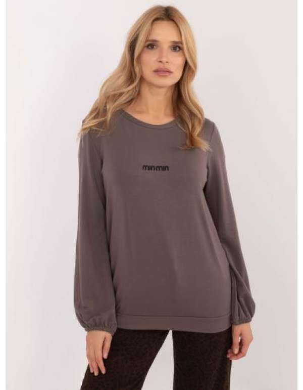 Barna hosszú ujjú, laza szabású blúz modálból