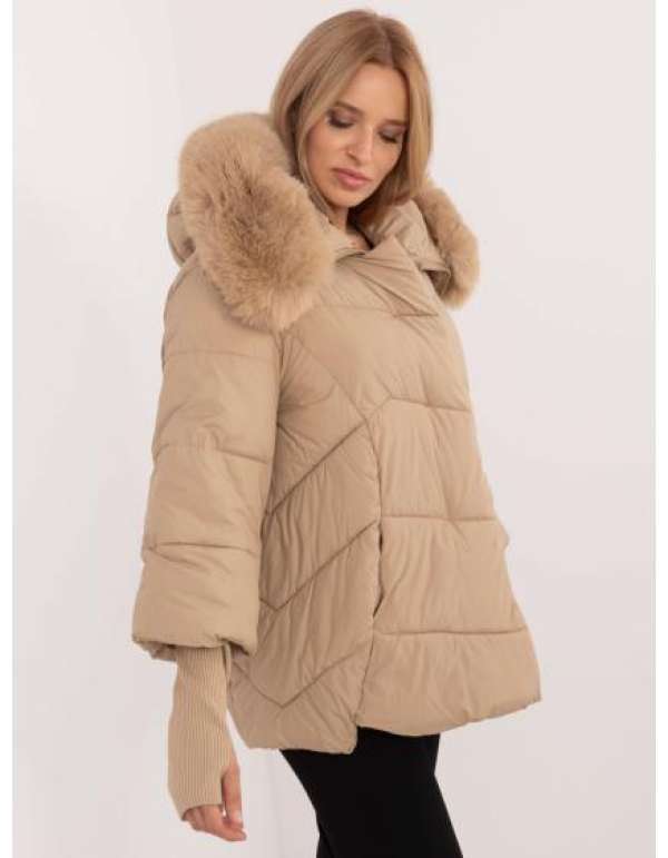 Camel női télikabát kapucnival