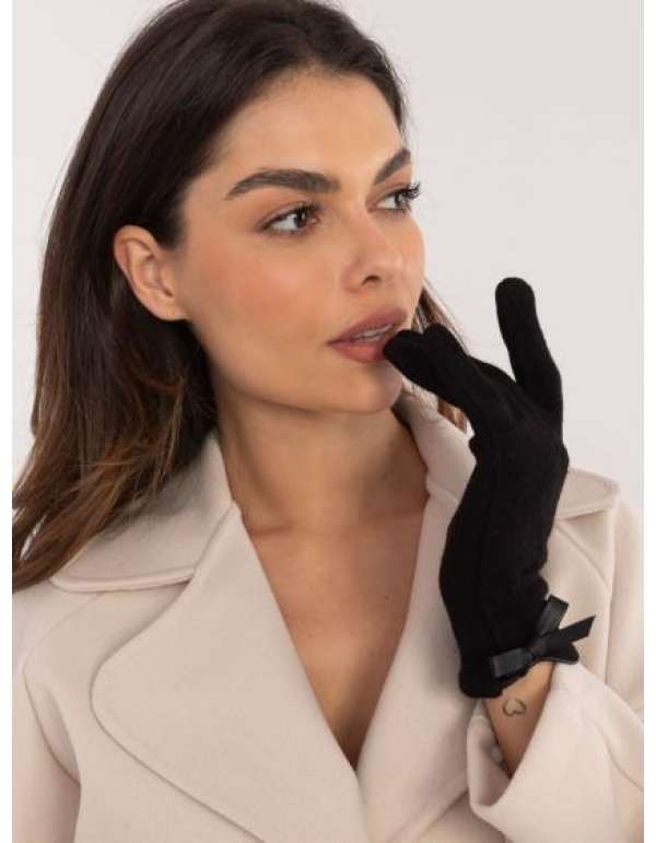 Fekete női kesztyű masnival