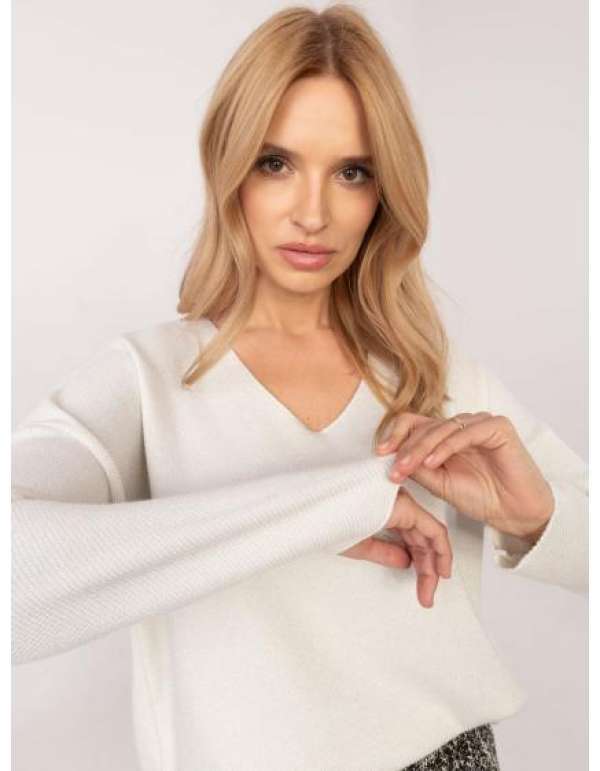 Ecru színű oversize pulóver csillámos szálakkal