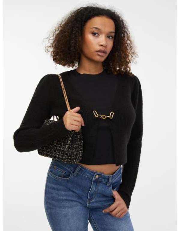 Fekete női kardigán gyapjúból