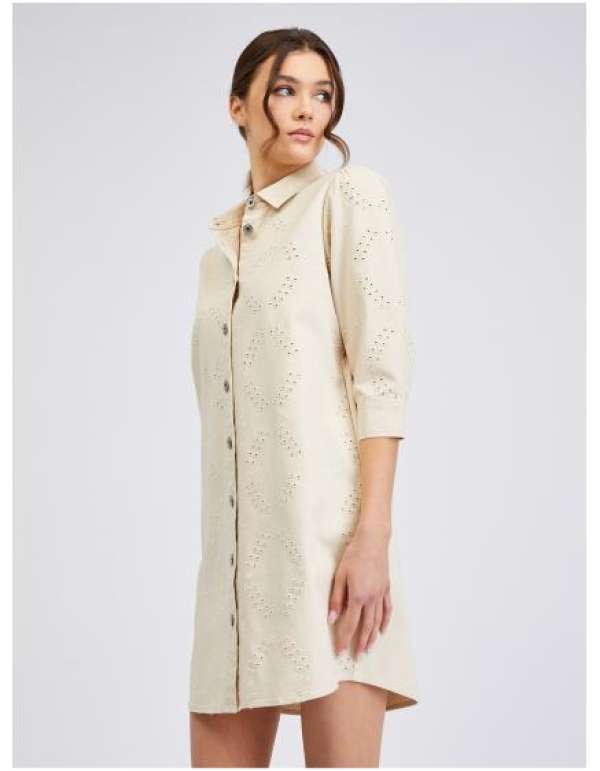 Bézs színű női farmerruha