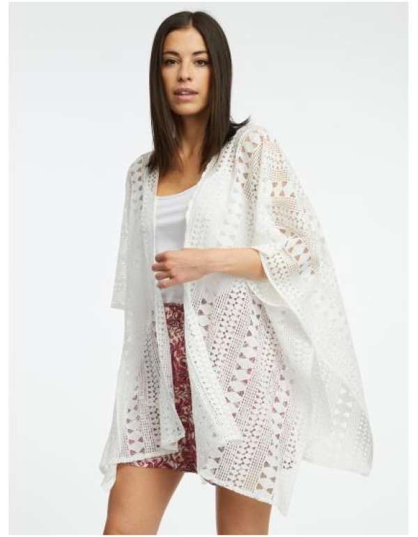 Fehér női mintás kardigán