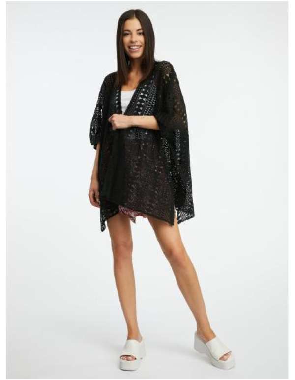 Fekete női mintás kardigán