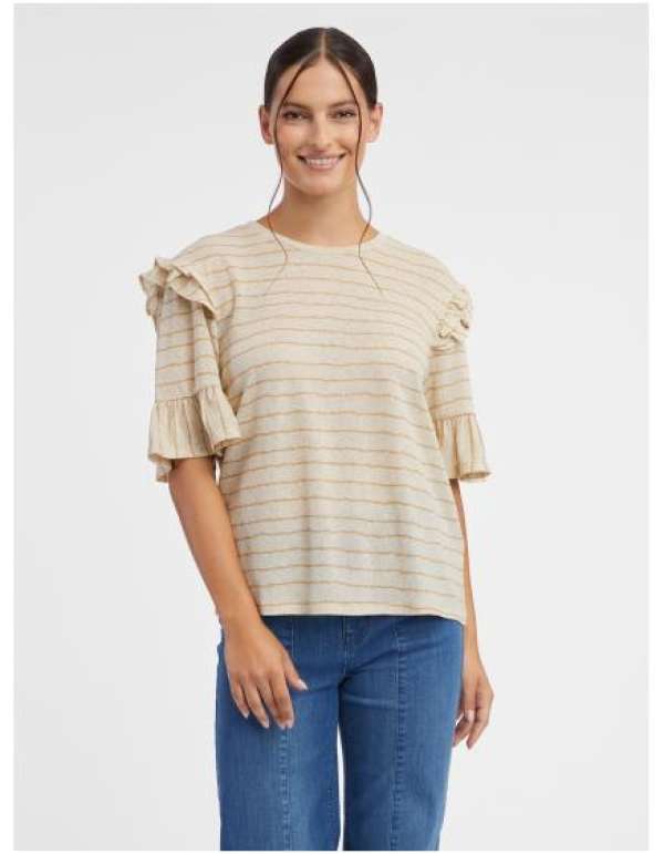 Bézs színű női csíkos ing