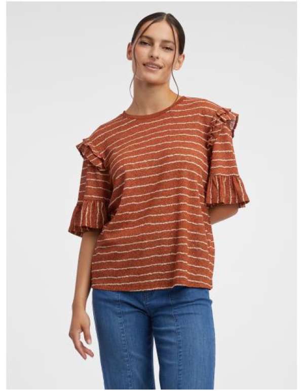 Barna női csíkos póló