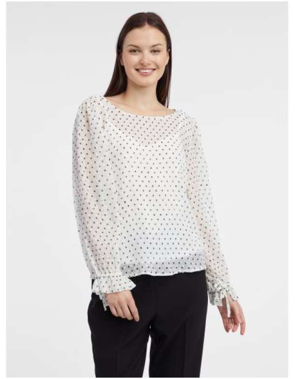 Fehér női pöttyös pöttyös blúz