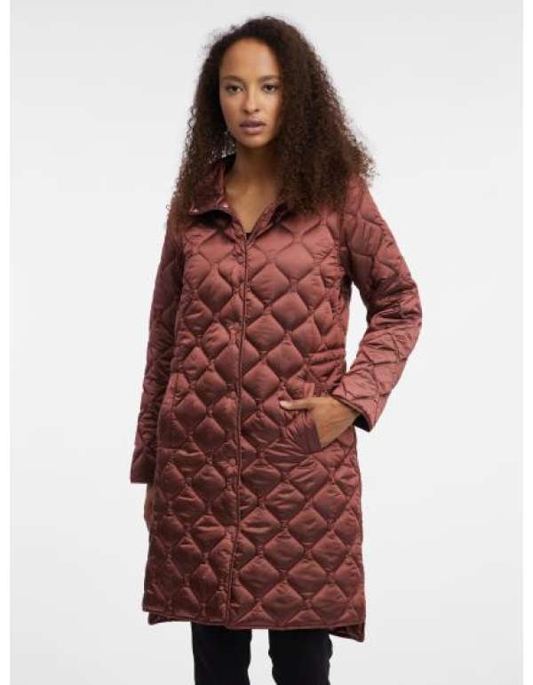 Barna női könnyű steppelt kabát