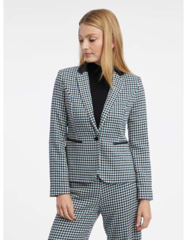 Fekete és kék női mintás kabát