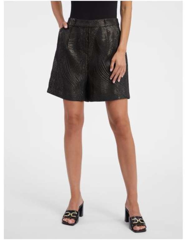 Fekete női mintás rövidnadrág