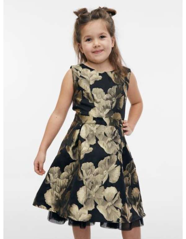 Lány virágos ruha arany és fekete színben