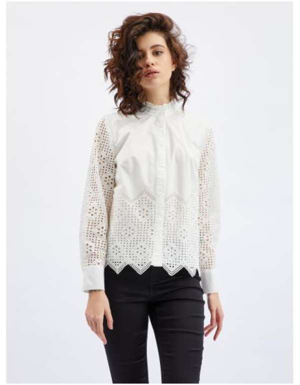 Fehér női blúz dekoratív részletekkel