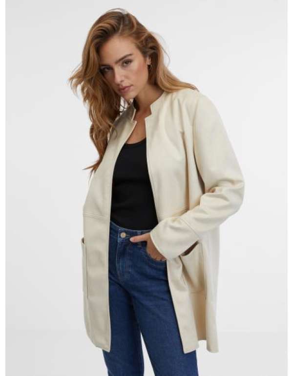 Bézs női bőrdzseki