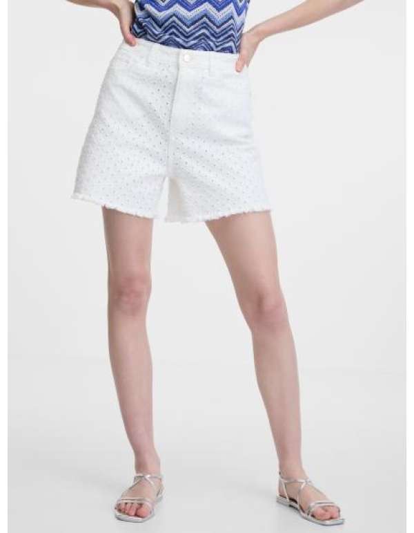 Fehér női farmer rövidnadrág