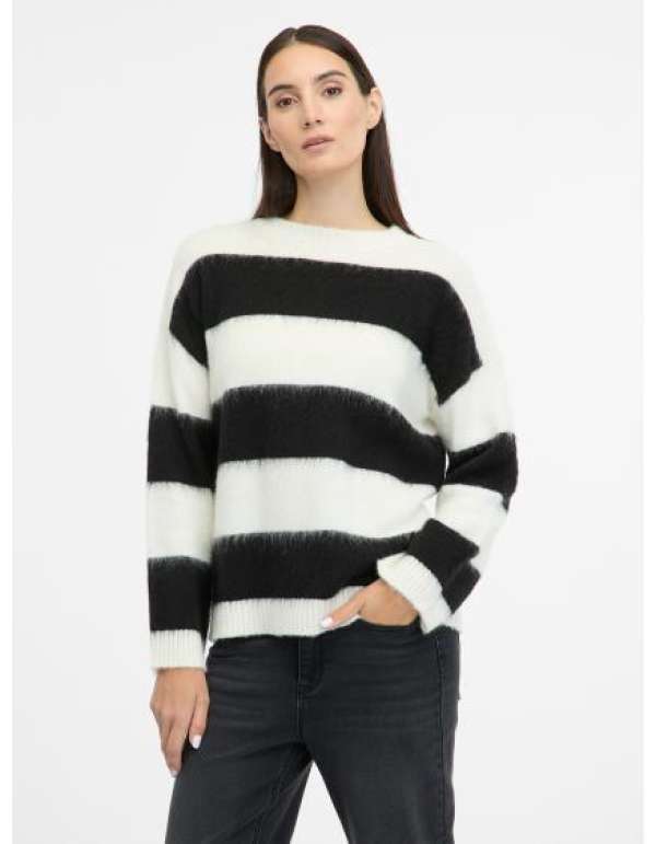 Fekete csíkos női pulóver