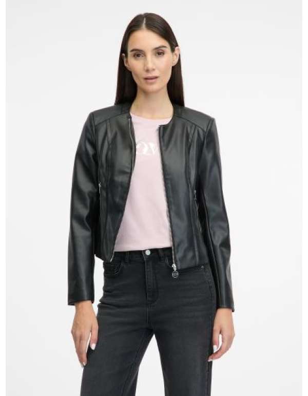 Fekete női bőrdzseki