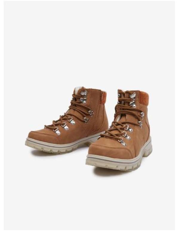 Barna női téli bokacsizma