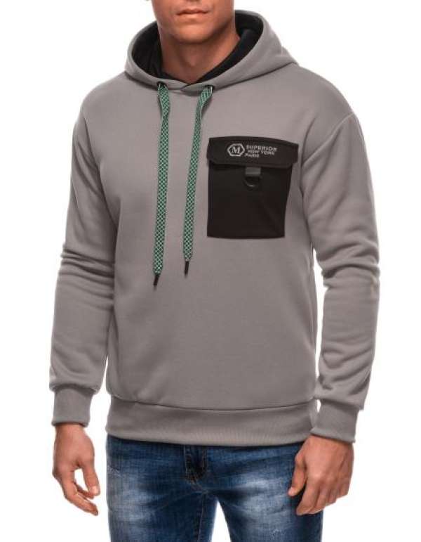 Férfi kapucnis pulóver B1700 - szürke