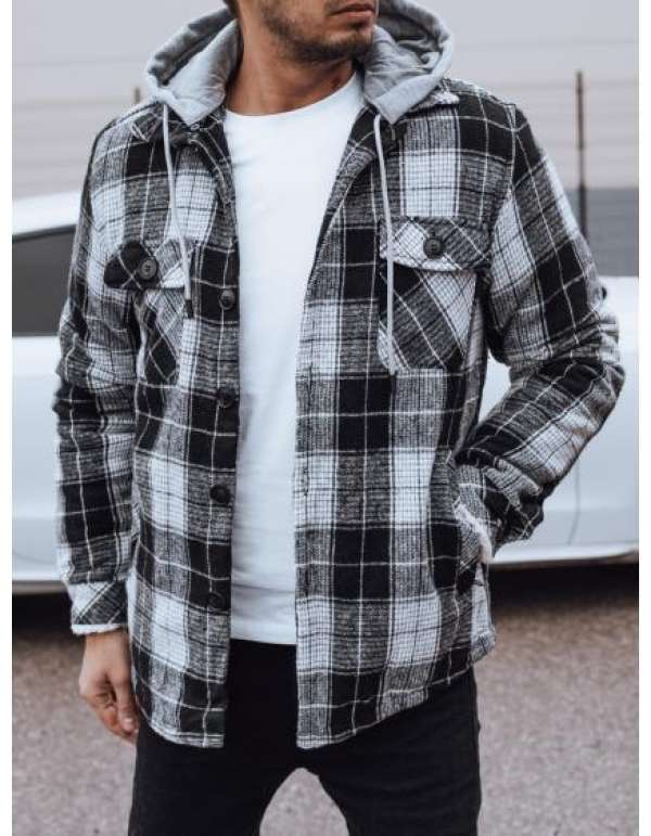 Férfi szigetelt kabát kapucnival fekete