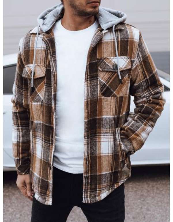 Férfi kapucnis dzseki bézs