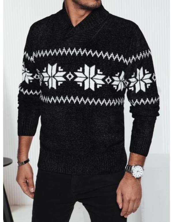 Férfi fekete nyakú pulóver