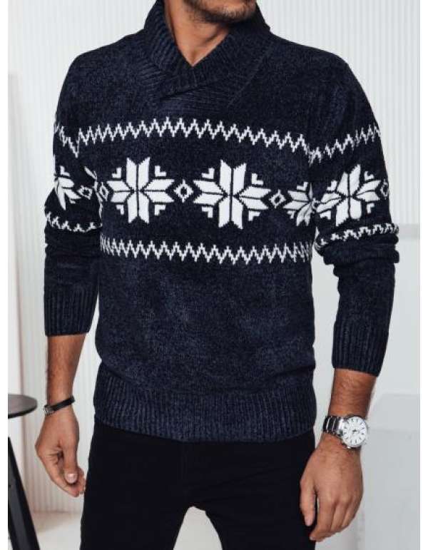 Férfi sötétkék pulóver