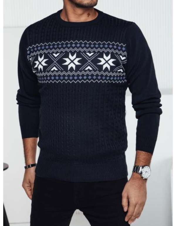 Férfi sötétkék pulóver