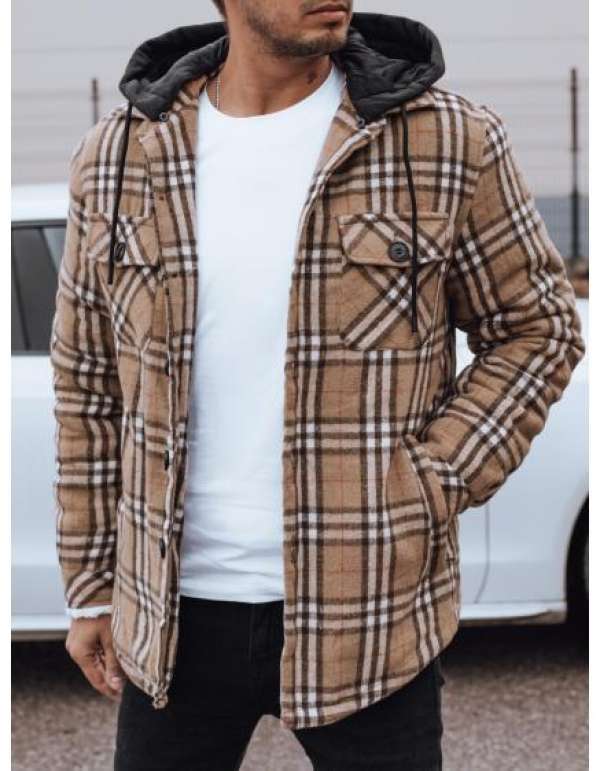 Férfi szigetelt kapucnis kabát bézs színben