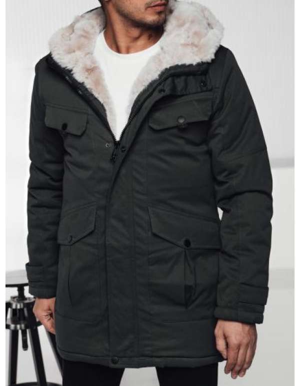 Férfi kapucnis parka dzseki zöld