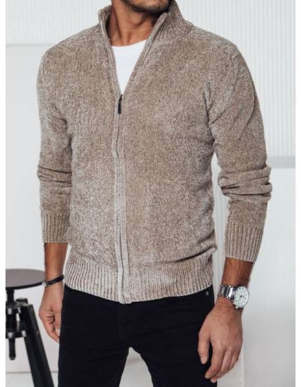 Férfi pulóver zsinórral bézs színű