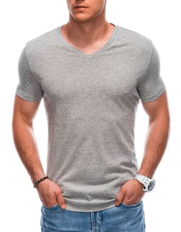 Férfi alap V-nyakú póló - szürke V4