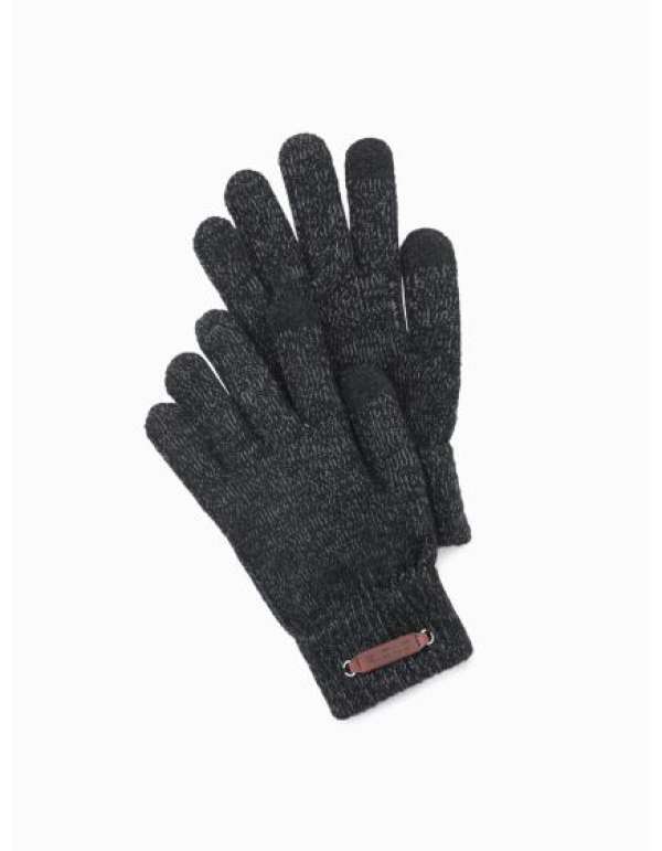 Férfi kötött kesztyű gyapjúval - fekete melange V1