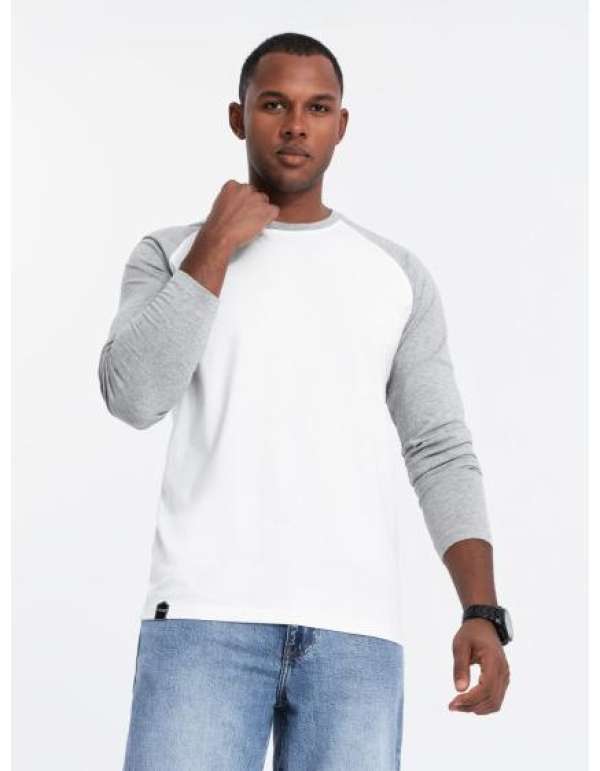 Férfi nyomtatott hosszú ujjú póló - fekete V1