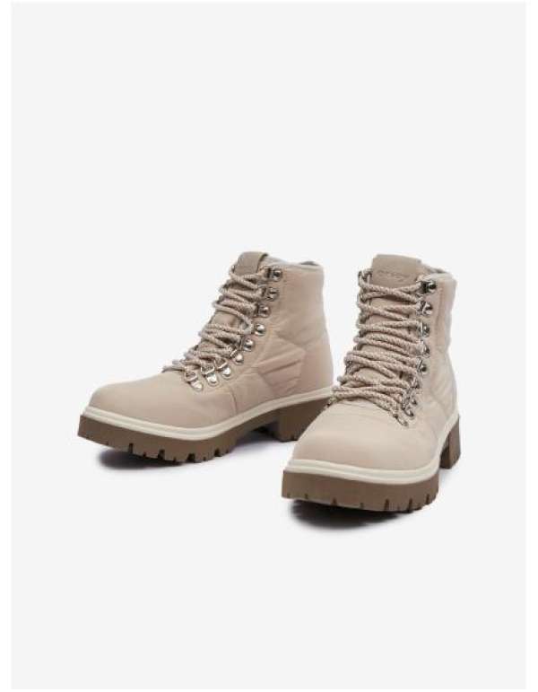 Bézs női téli bokacsizma