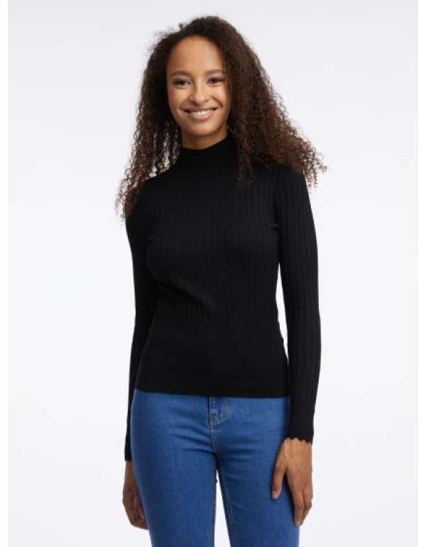 Fekete női könnyű pulóver