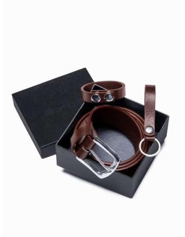 Férfi bőr kiegészítő szett - V2 barna A654