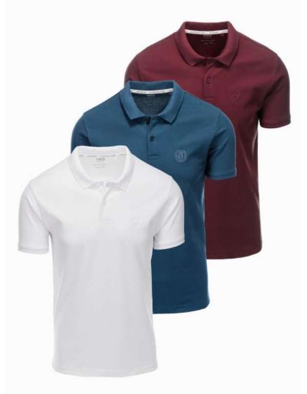 Férfi pique kötött pólóingekből álló készlet 3 darabos csomag - mix V1 Z28