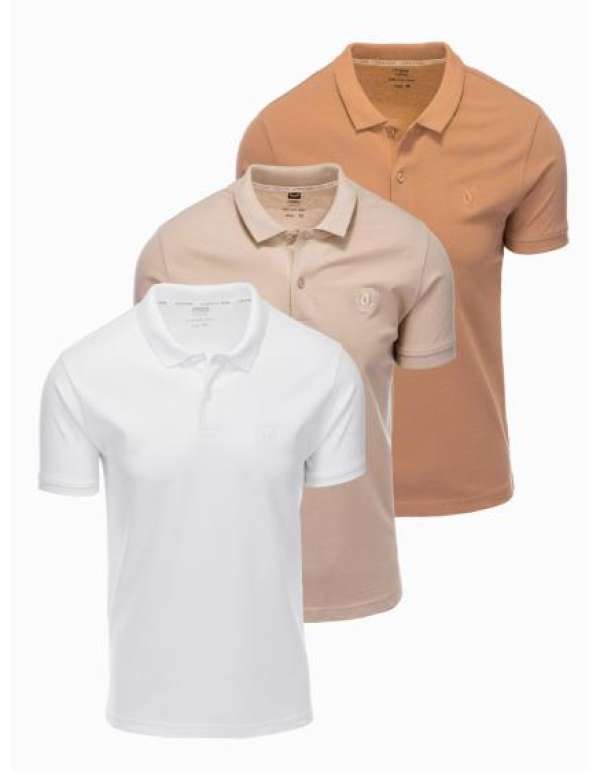 Férfi pique kötött pólóingekből álló készlet 3 darabos csomag - mix V1 Z28