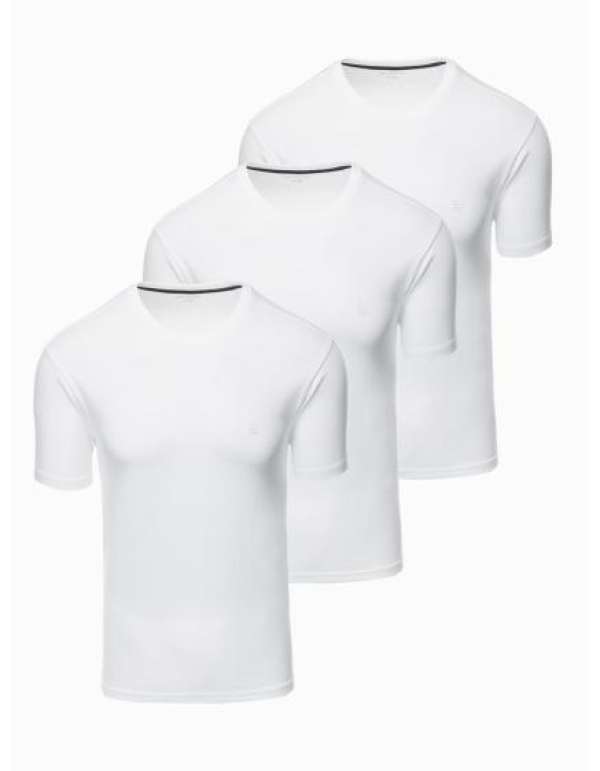 Férfi pamut póló szett BASIC kerek nyakkal - fekete/fehér/sötétkék V1 OM-TSBS-0232