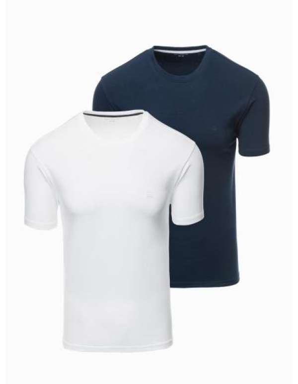 Férfi pamut pólószett BASIC kerek nyakú pólók - fekete/fehér/sötétkék V1 OM-TSBS-0232