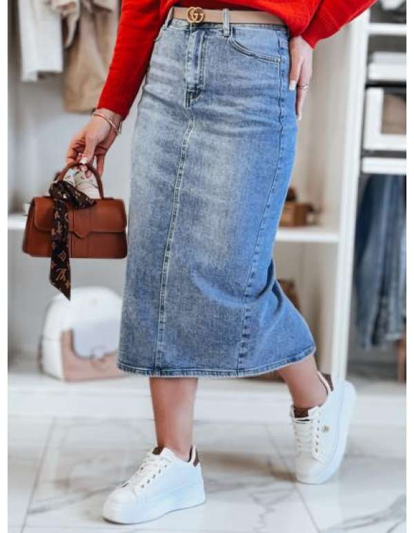 Fazonos, réselt MERITTA kék farmer midiszoknya