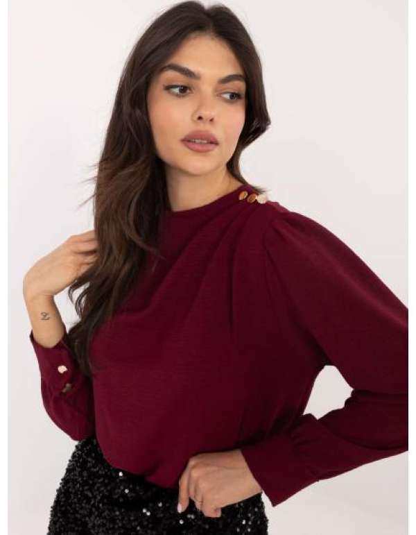Bordeaux-i díszes blúz díszgombokkal