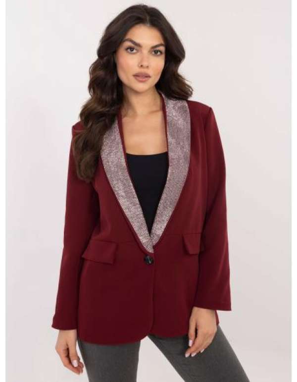 Burgundi színű, gombos formális zakó