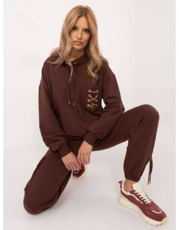 Barna pamut kétrészes tréningruha