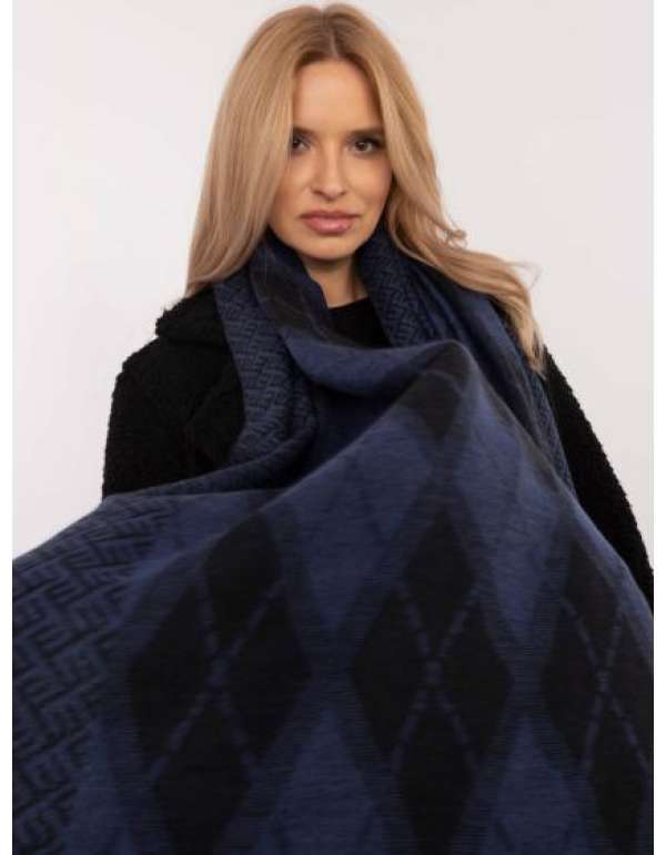 Fekete és sötétkék női nyomtatott sál